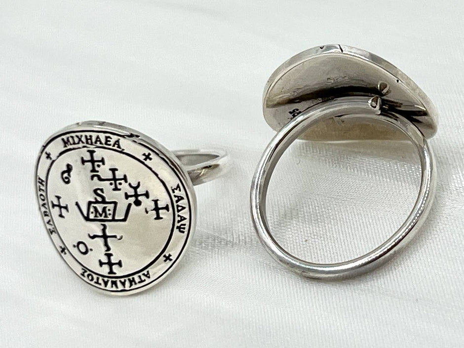 Anillo Sello Arcángel Miguel. Plata.