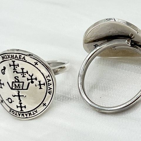 Anillo Sello Arcángel Miguel. Plata.